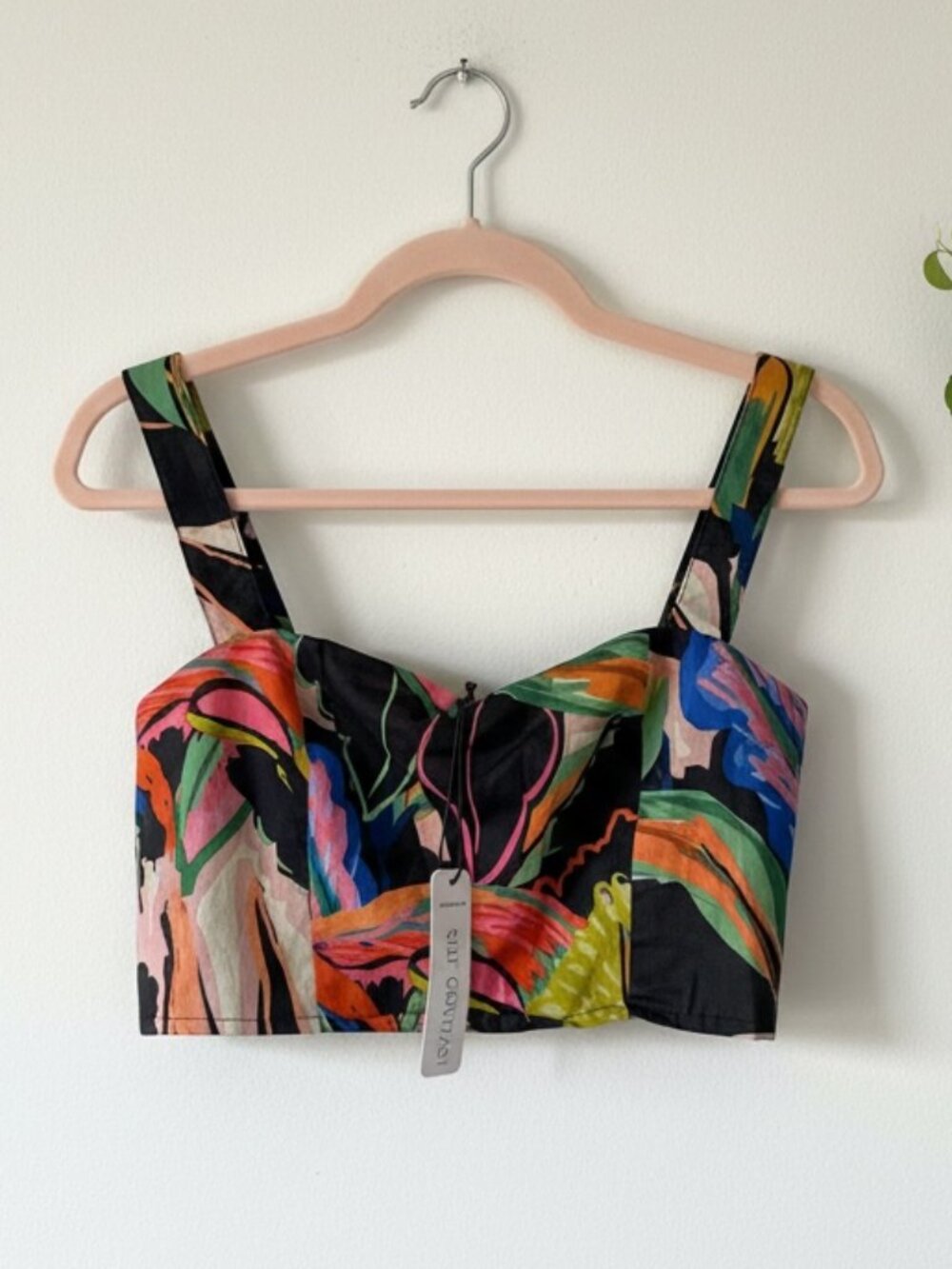 NWT Self Contrast/Anthropologie Floral Smocked Crop Top – S- MSRP $120